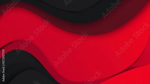 Abstract red and black papercut background with layered curves and blank space in modern style. Perfect for business banners, landing pages, book covers, headers, presentations, or digital templates