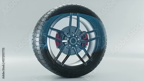 Futuristic Car Tire with Integrated Sensors and Advanced Wheel Design Presentation