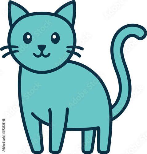 cute cat icon in hand drawn sketch style on white background