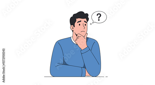 Confused man thinking hard about a difficult problem looking for a solution