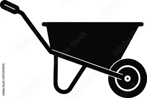 wheelbarrow icon vector silhouette on transparent background