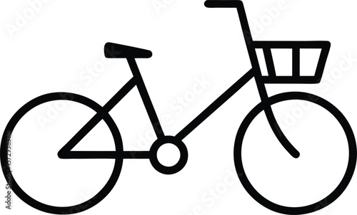  delivery bike icon with basket on white background