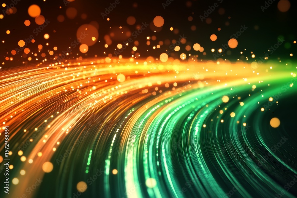 Obraz premium Dynamic glowing lines in a swirling pattern.