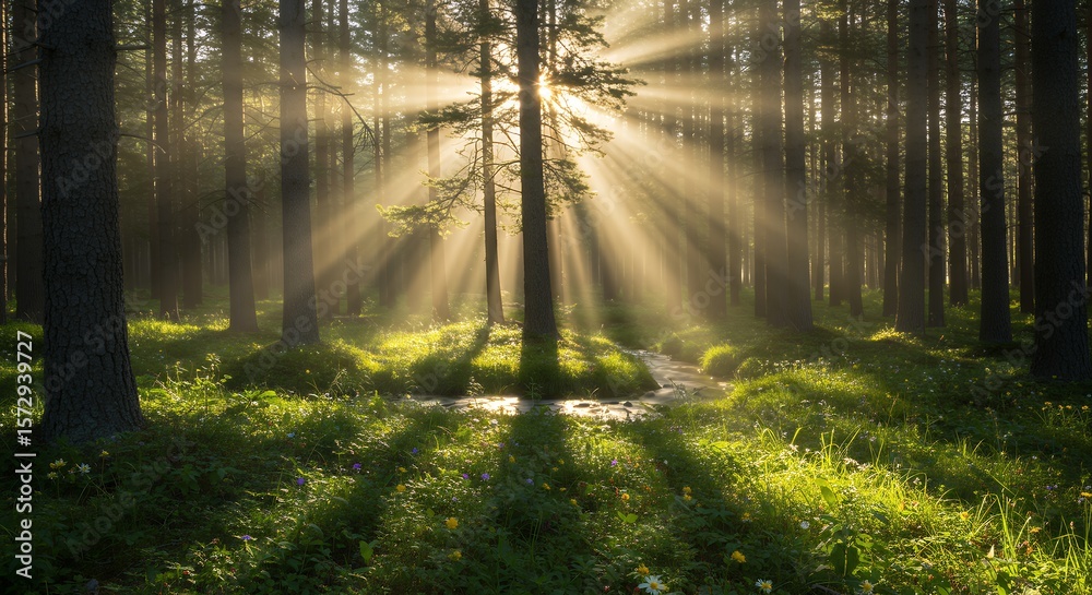 Obraz premium Forest Sunlight Rays