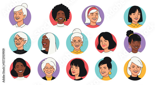 Diverse group of women portraits celebrating individuality and unity