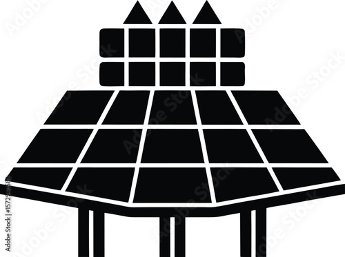solar farm icon vector silhouette on transparent background