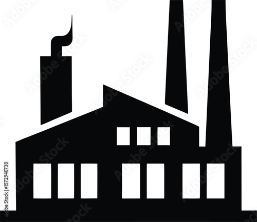 steel mill icon vector silhouette on transparent background