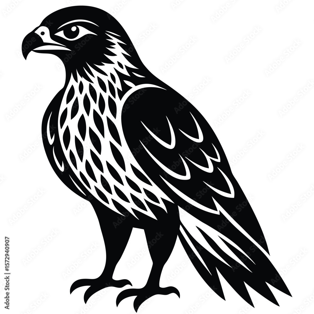 Fototapeta premium Hawk single bird vector shilhouette 