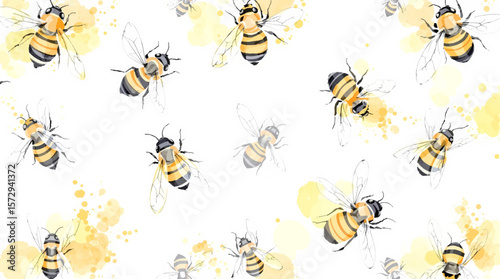 bees and honey watercolor