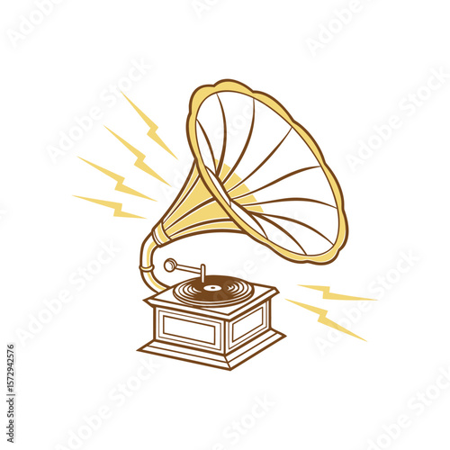 vintage gramophone isolated on white background