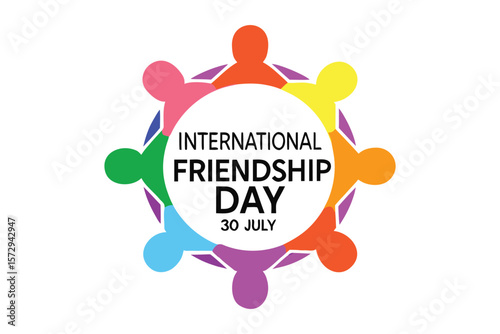 Friendship Day: A vibrant, eye-catching illustration featuring interconnected figures in a circular arrangement, with an empowering and celebratory theme.