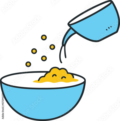 milk pouring into cereal bowl