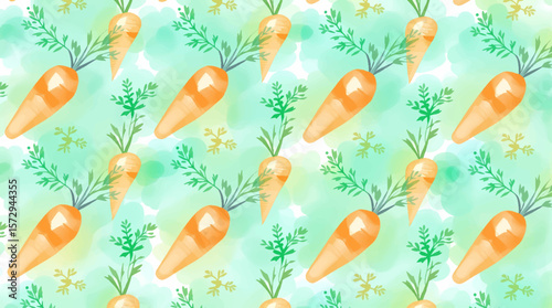 Seamless Pattern Watercolor Carrot Illustration Abstract Vegetable Background
