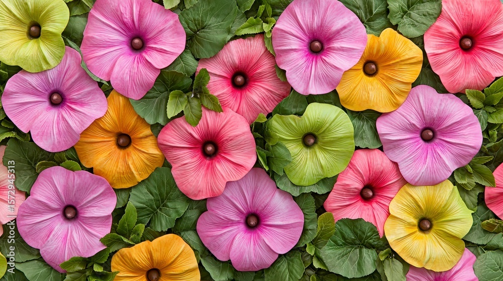 custom made wallpaper toronto digitalClose Up of Multicolored Flowers with Green Leaves