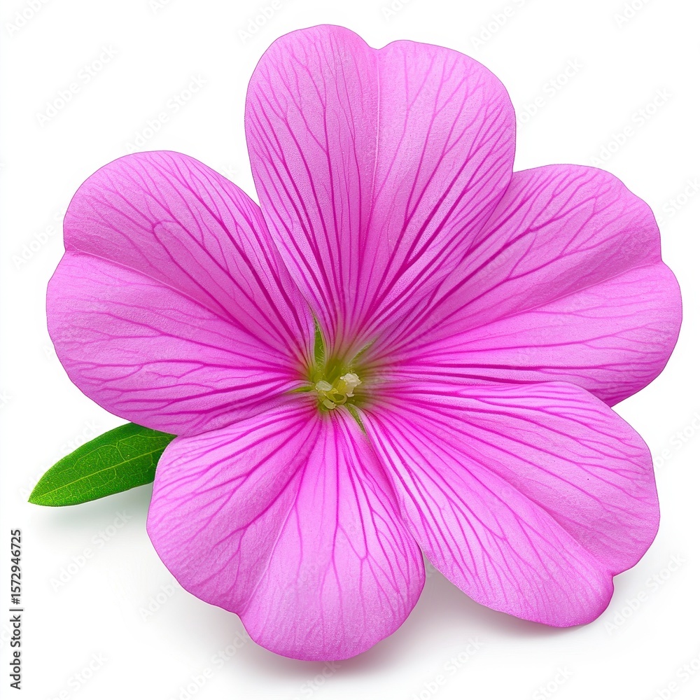 Fototapeta premium Closeup Pink Flower Against White Background
