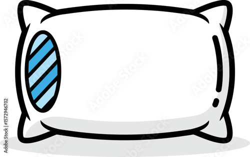 A Comfortable Rectangular Pillow with Blue Striped Fabric on One Side for Restful Sleep and Relaxation