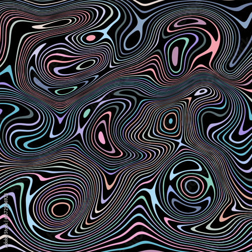 ABSTRACT ILLUSTRATION MARBLED TEXTURE LIQUIFY PSYCHEDELIC COLORFUL DESIGN. OPTICAL ILLUSION DARK BACKGROUND VECTOR DESIGN