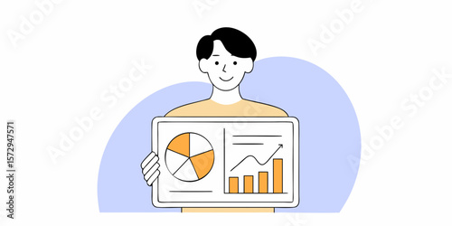 Cheerful presentation of a financial analysis with growth shown on a chart, great for reports or presentations and business development.