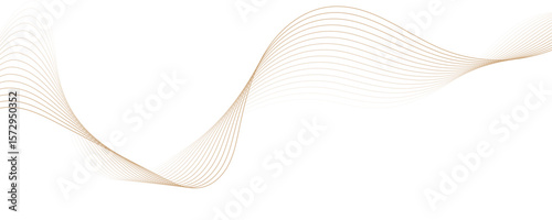 Abstract golden linear background. Flowing particles future technology concept abstract gradient and gold wave curve lines banner.