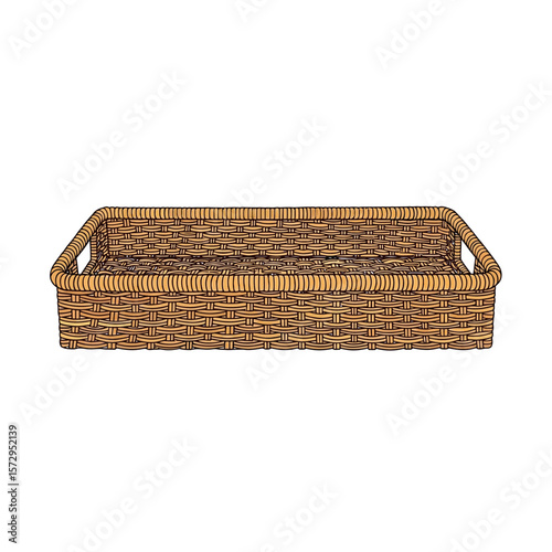 Woven wicker basket rectangular shape for storage and organization  