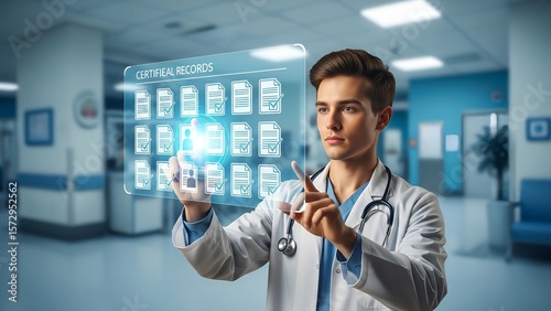 Wallpaper Mural Doctor Interacting with Certified Digital Medical Records Torontodigital.ca