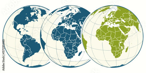 A vibrant 3D globe illustration of the world map on a white background, highlighting continents like Europe, Asia, and America, perfect for travel and global business