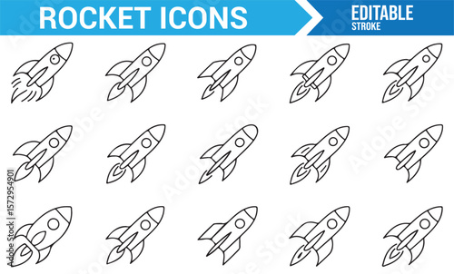 Rocket Launch and Space Exploration Icons for Technology, Innovation, and Missions

