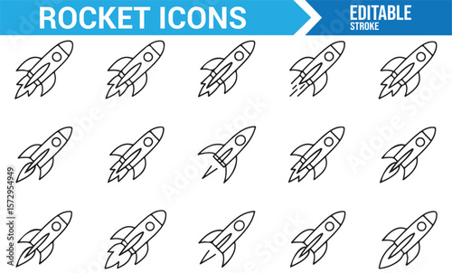 Rocket Launch and Space Exploration Icons for Technology, Innovation, and Missions

