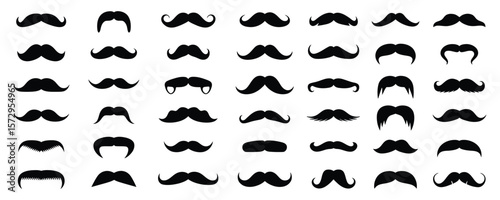 A COLLECTION OF BLACK MUSTACH SILHOUETTE