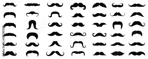 A COLLECTION OF BLACK MUSTACH SILHOUETTE