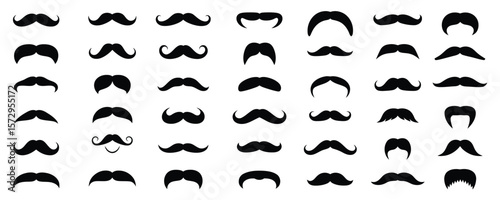 A COLLECTION OF BLACK MUSTACH SILHOUETTE