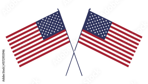 Two Crossed American Flags Vector Illustration
