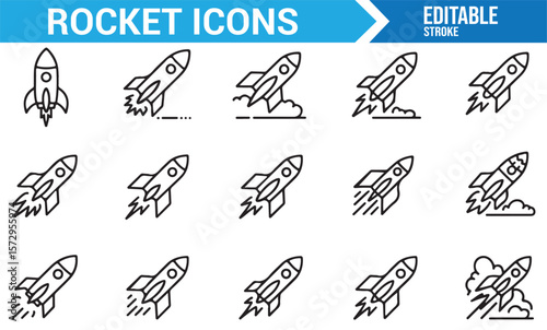 Icons of Rockets, Spacecraft, and Exploration for Technology and Space Missions