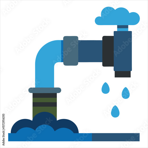 A colorful illustration shows a pipe dispensing clean, fresh water into a body of water, symbolizing water purity and conservation
