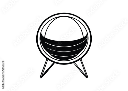 Silhouette of ball chair isolated on a white background