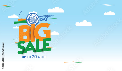 Happy Independence Day sale banner design. Vector illustration for promotion and advertising.
