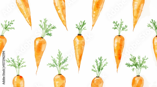 Seamless pattern with watercolor carrot drawing abstract illustration on white background