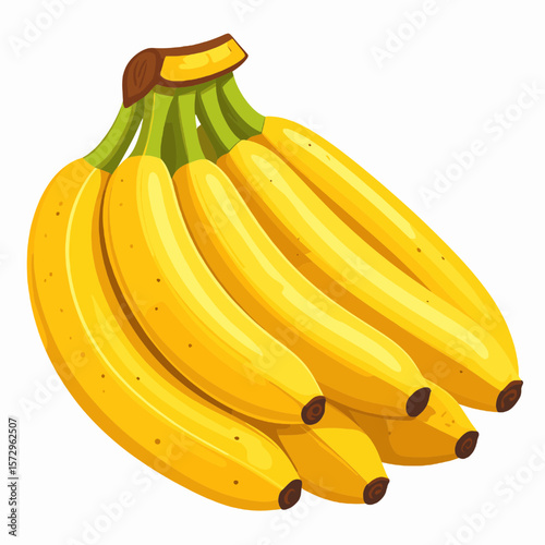 Bunch of Ripe Yellow Bananas in a Close Up Still Life with Tropical Freshness and Healthy Vegan Dietary on Isolated Background