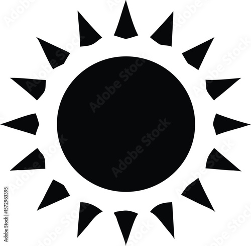 Bold Sun Silhouette - Black and White Solar Graphic