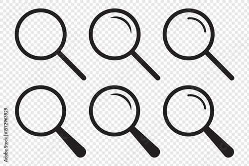 Magnifying glass icon in line style. magnifier or loupe sign isolated on transparent on white background. Search symbol. Vector illustration.