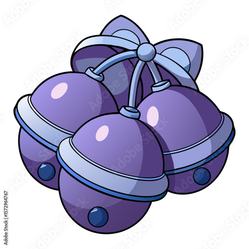 Purple jingle bells with blue bow Christmas decoration festive holiday