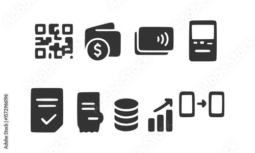 Digital Payment Methods Icons for Online Transactions, Mobile Payments, and More