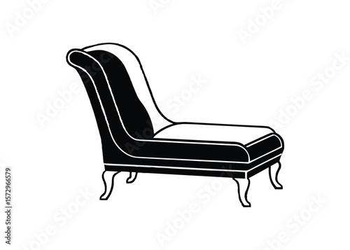 Silhouette of slipper chair isolated on a white background