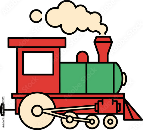 A Vintage Steam Locomotive Depicting a Classic Transportation Machine with Whimsical Charm and Joyful Motion for Childrens Entertainment and Educational Purposes