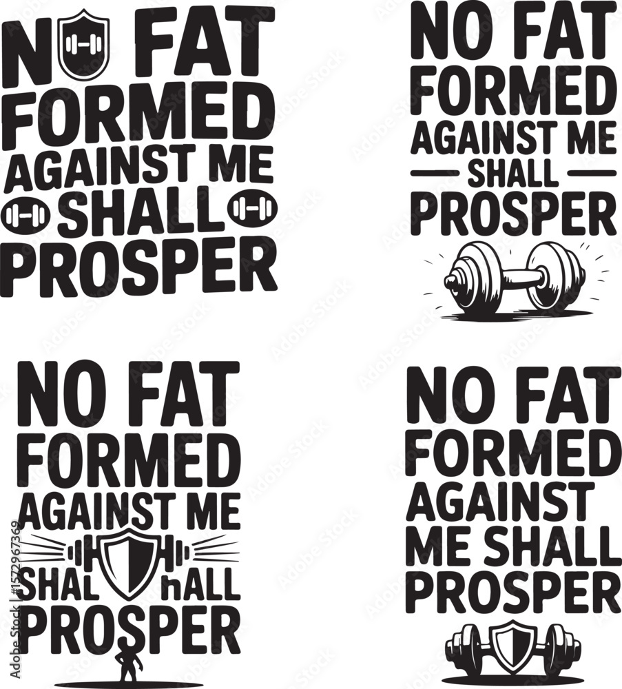 Obraz premium No Fat Formed Against Me – Fitness Typography Design Set.
