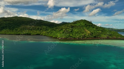 Wallpaper Mural Aerial view of tropical island and blue ocean, Fiji. Torontodigital.ca