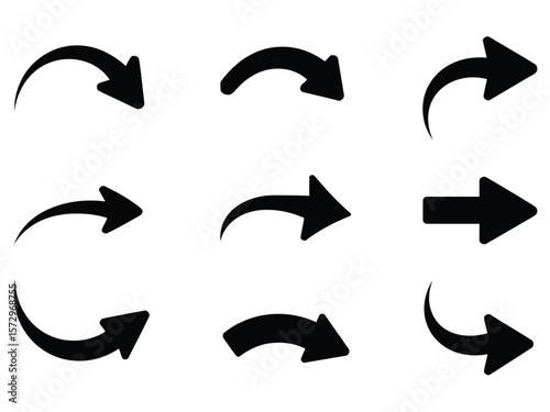 A Set of simple black arrow icons on a white background