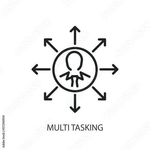 Multi tasking thin line vector icons.