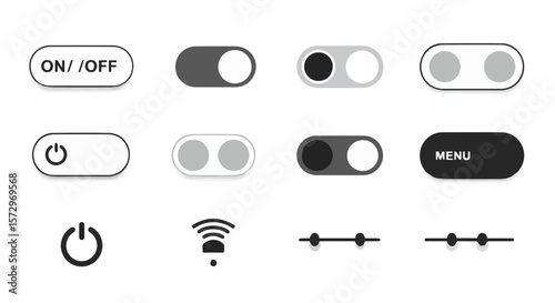 Minimalist Interface Elements: Toggle Switches, Power Icons, and Controls Design