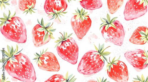 Strawberry seamless pattern watercolor